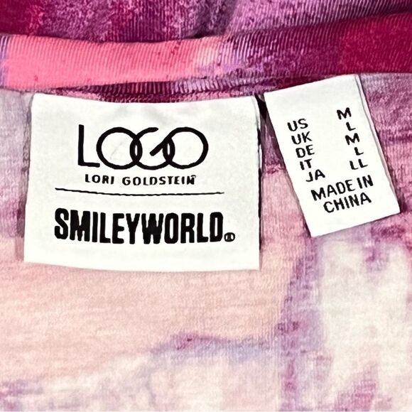 LOGO by Lori Goldstein x Smiley World Pink Combo Shirt Size Medium - Picture 13 of 15